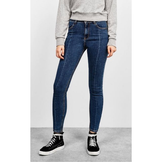 Quần Jean skinny phối gân giữa 9 tấc - 01983bsk