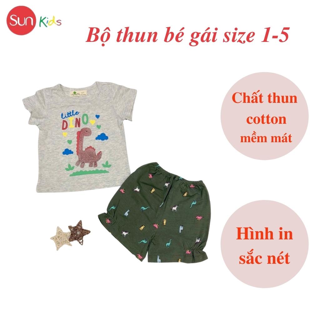 Đồ bộ thun bé gái, đồ bộ trẻ em chất cotton, có nhiều màu, size 1-5 tuổi - SUNKIDS