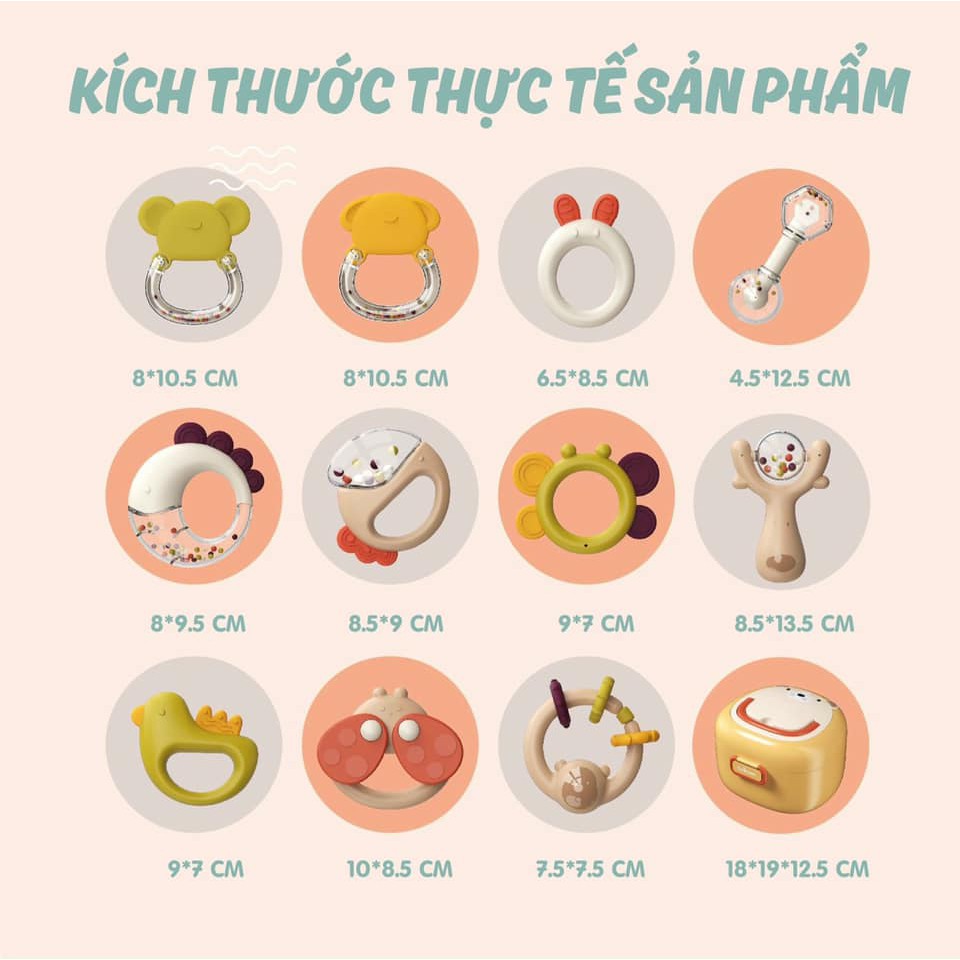 Hộp 10 xúc xắc chuột Pomo baby rattle