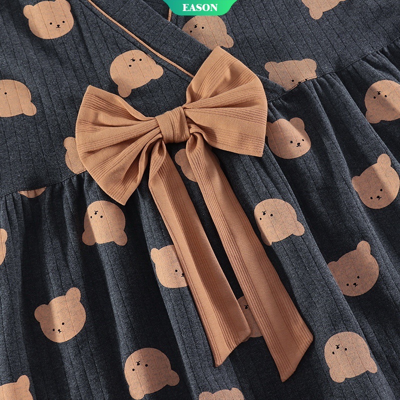 Bộ Đồ Ngủ Kimono Cổ Chữ V Dáng Rộng Bằng Cotton Phong Cách Nhật Bản Dễ Thương Cho Nữ