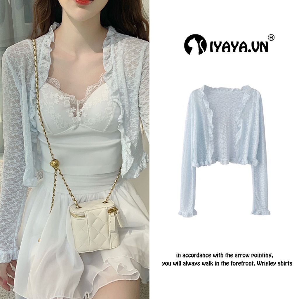 Áo Khoác Cardigan Ren Mỏng Dáng Ngắn Thời Trang Mùa Hè