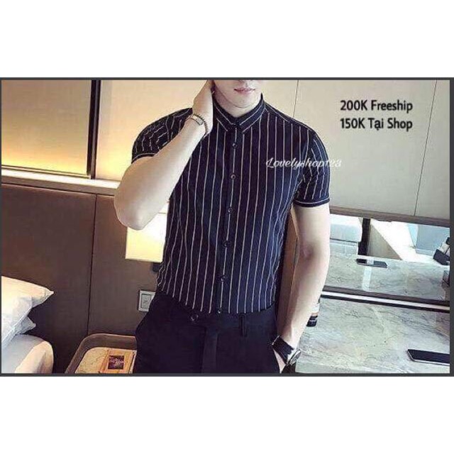 Sơ mi cộc tay kẻ Korea