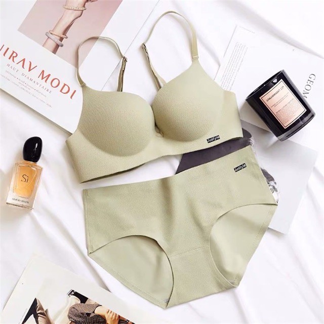 Bộ đồ lót / set đồ lót chất su đúc thông hơi Justyle không gọng nâng ngực set cả bộ.