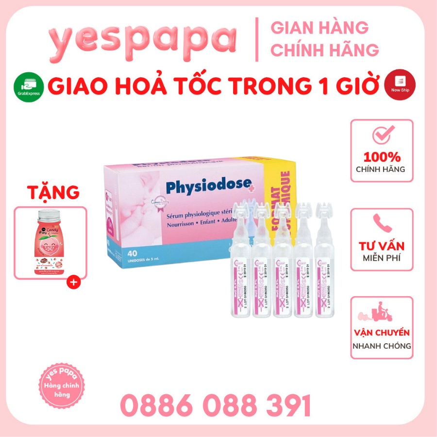 Nước muối sinh lý Pháp hồng 40 ống Physiodose mẫu mới