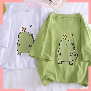 [Unisex] Áo thun unisex Hi khủng long cotton dáng rộng siêu mát