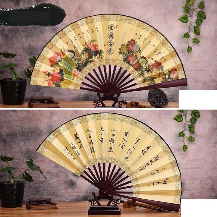 Quạt cổ trang nan 31 nam TRÚC vải lụa xếp cầm tay chụp ảnh múa