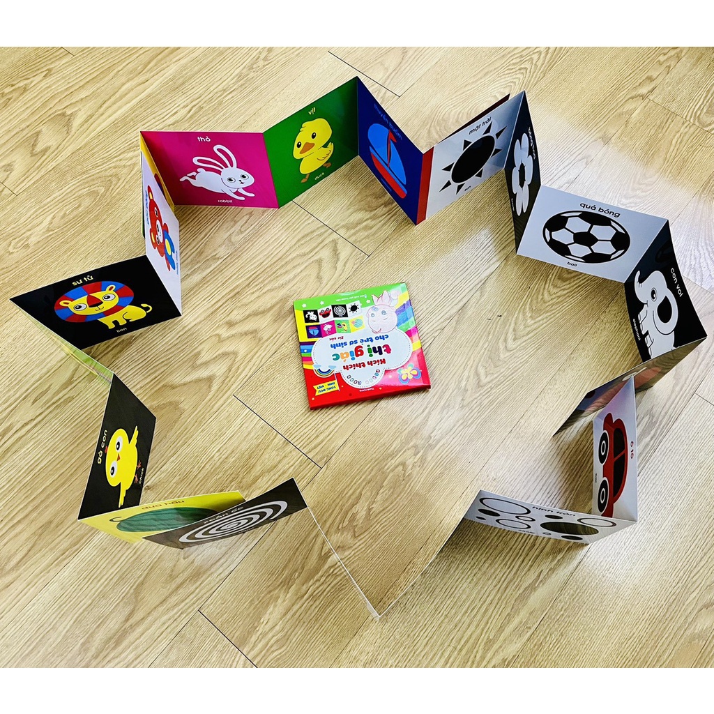 Flashcard - Bộ thẻ kích thích thị giác đen trắng dạng đứng ZIG ZAC phát triển thị giác cho bé 0-6 tháng