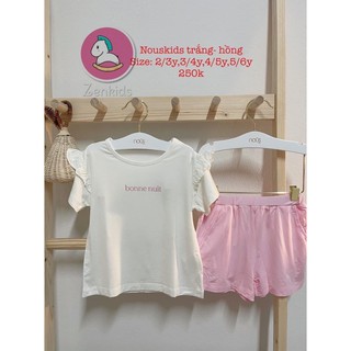 Quần áo trẻ em_ Bộ cônc tay Nous kids áo trắng quần hồng