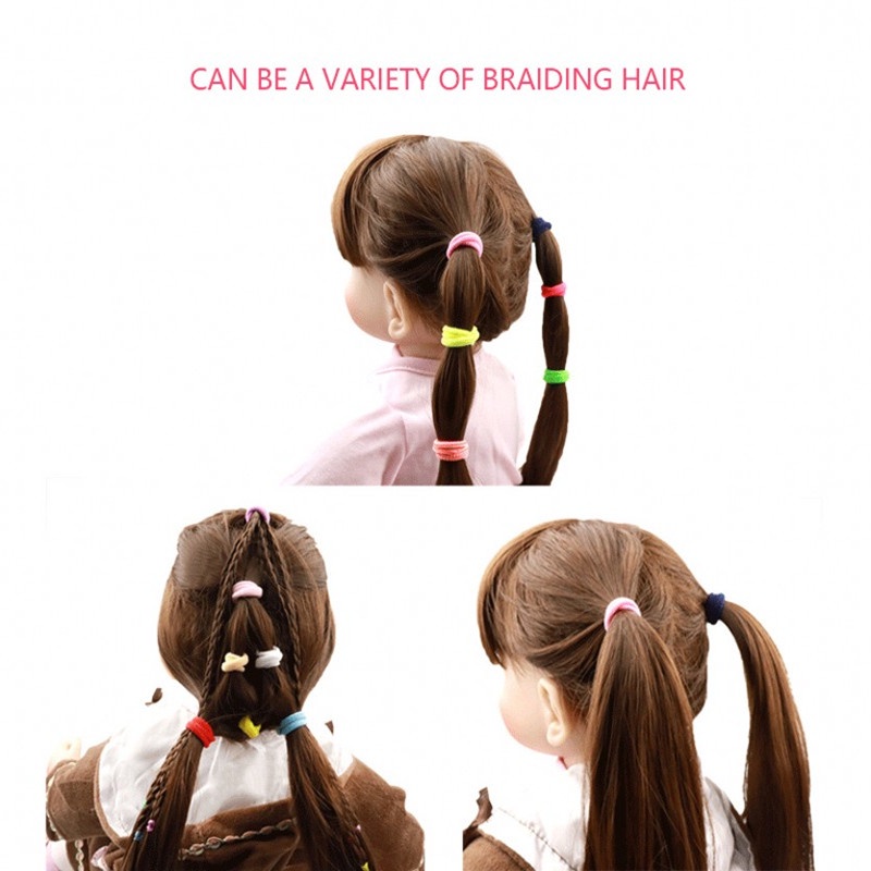 Set 100 Dây Buộc Tóc Nylon Co Giãn 2cm Màu Sắc Ngọt Ngào Phong Cách Công Chúa Cho Bé Gái