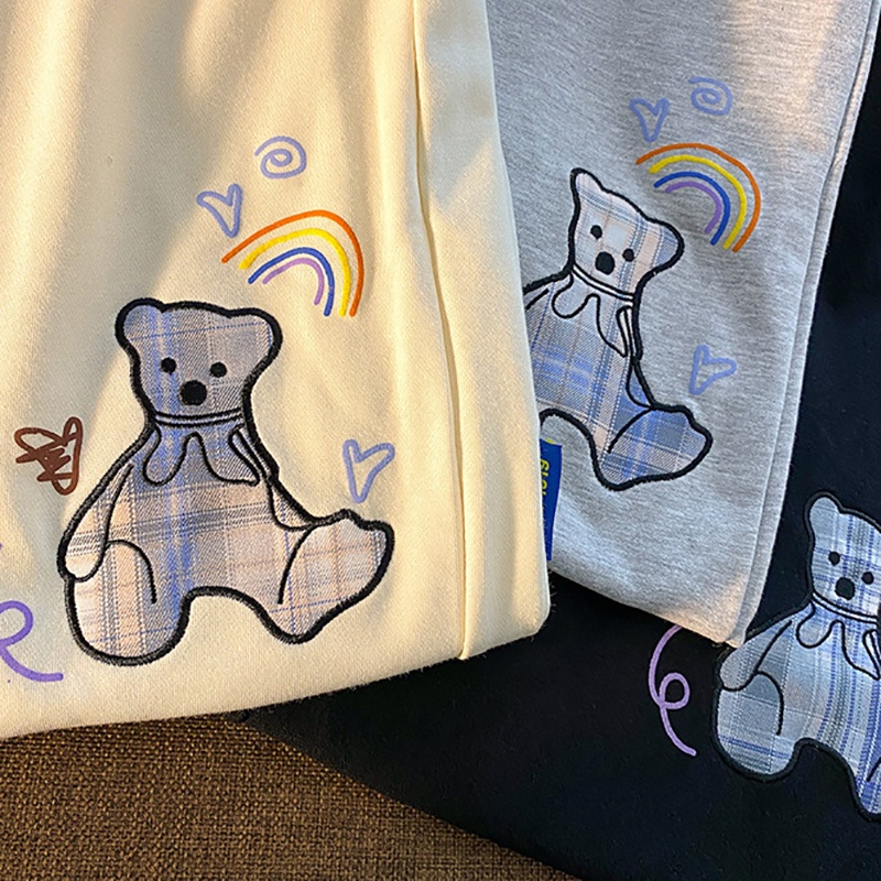 Quần dài thể thao IELGY ống rộng bằng cotton cá tính cho nữ