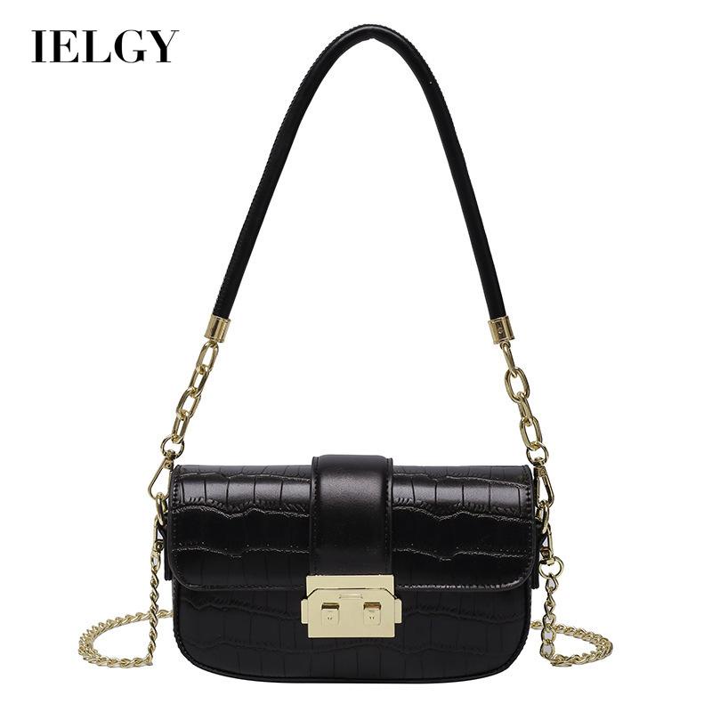 Túi đeo vai IELGY hình vuông cỡ nhỏ họa tiết vân đá phối dây xích kiểu Hàn Quốc thời trang cho nữ