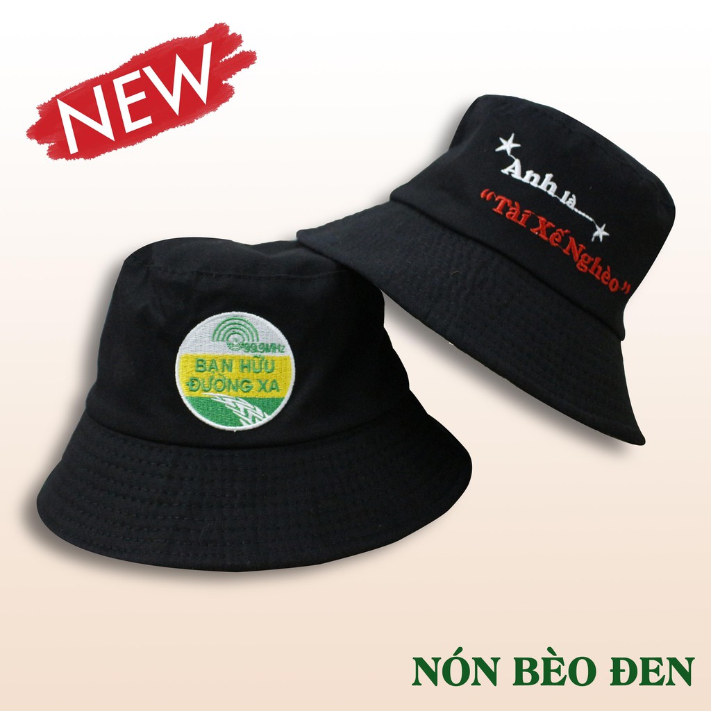 Nón Tai Bèo Đen Bạn Hữu Đường Xa ( Tặng Logo)