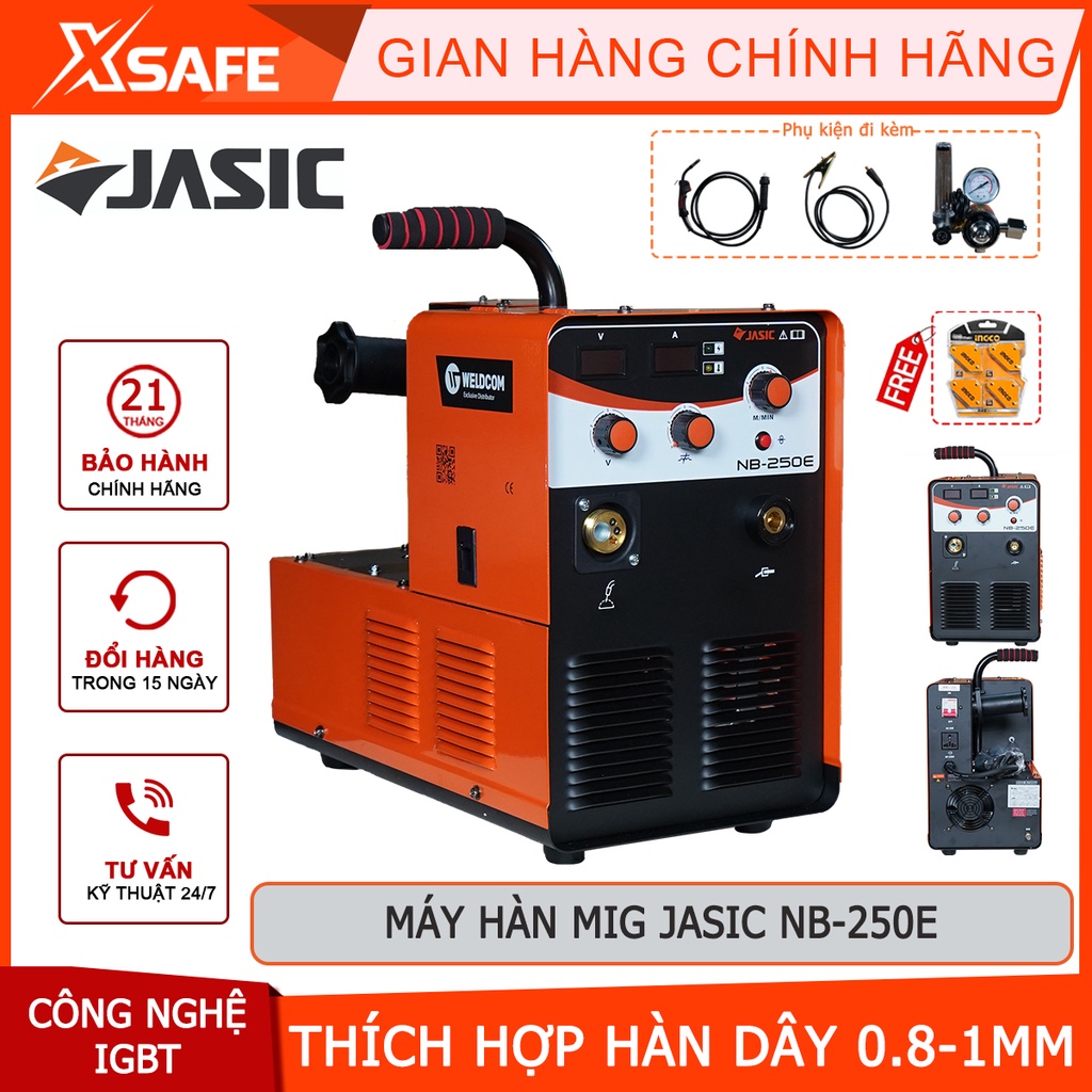 Máy hàn mig Jasic NB-250E công nghệ IGBT, dòng hàn khỏe, hồ quang ổn định, mối hàn độ ngấu sâu [CHÍNH HÃNG][XSAFE]