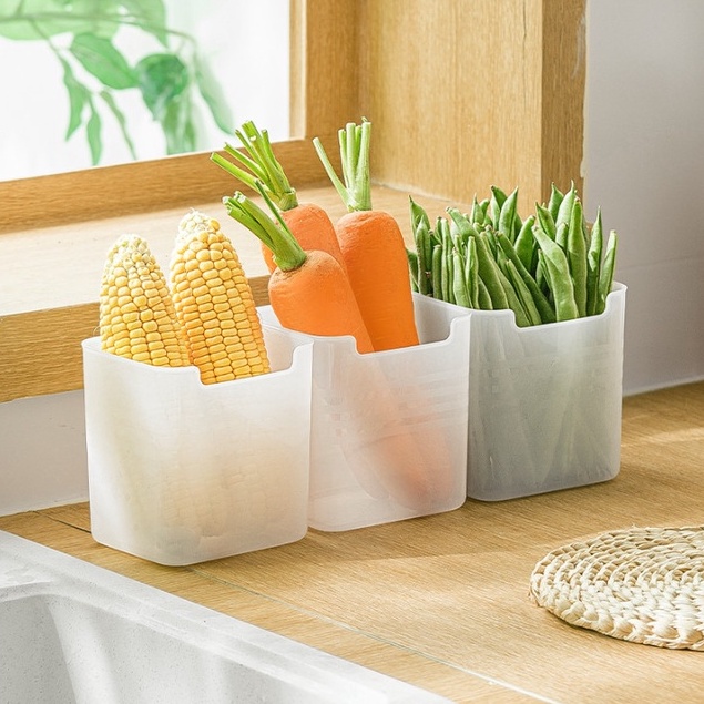 Hộp Đựng Thực Phẩm Tủ Lạnh, Hộp Bảo Quản Hành Tỏi Rau Củ Có Móc Treo Dán Tường Tiện Lợi