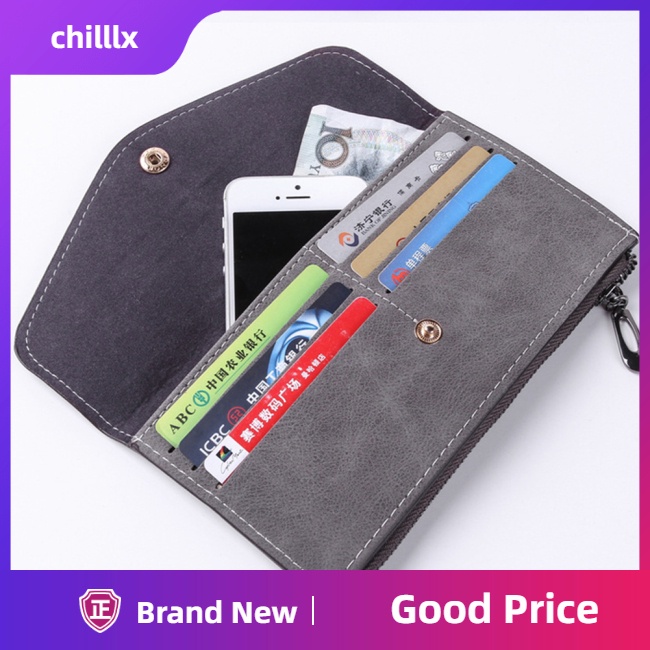 Chilllx Ví Dài Bề Mặt Nhám Mỏng Có Khóa Kéo Cho Nữ