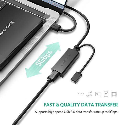 Cáp USB Nối Dài 3.0 Ugreen 20826 20827 US175 Chính Hãng (có cổng trợ nguồn micro USB)