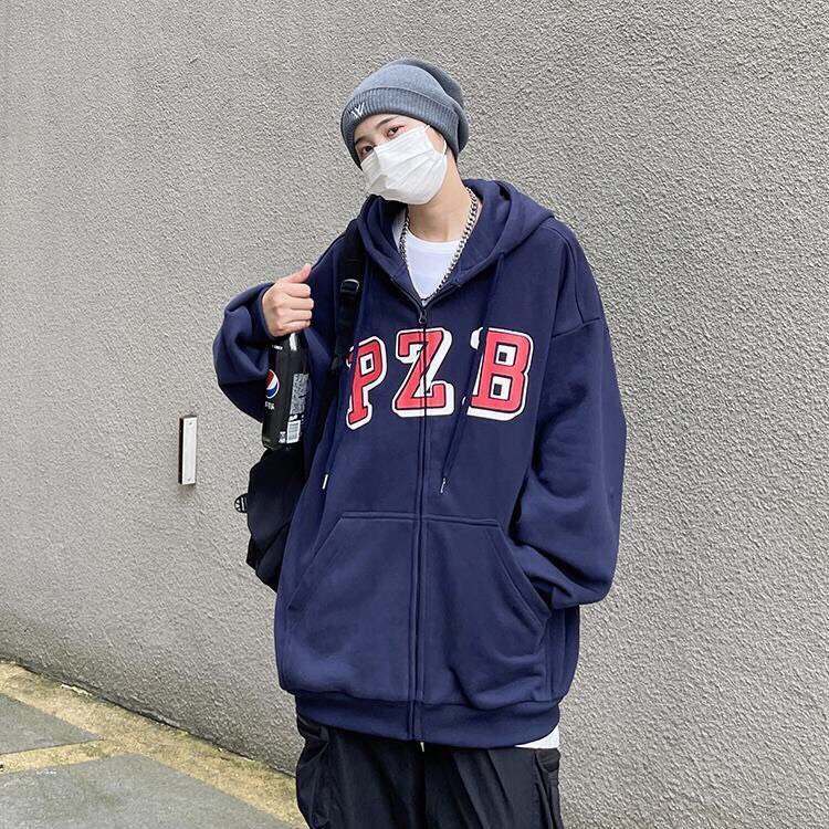Áo Khoác Nỉ Ngoại Pzb PEONYB Unisex [FREESHIP] Hoodie zip form rộng tay bồng in chữ vintage kiểu dáng đường phố hàn quốc