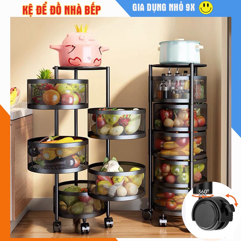 ✨HÀNG CÓ SẴN✨Kệ đa năng để đồ nhà bếp, kệ để rau củ quả đa năng, không cần lắp ráp, có bánh xe xoay 360 độ