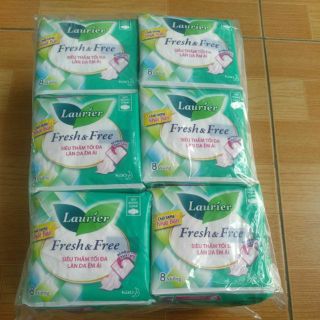 Băng vệ sinh Laurier Fresh&Fresh(có cánh và không cánh)(1 gói 8 miếng x 6 gói một dây