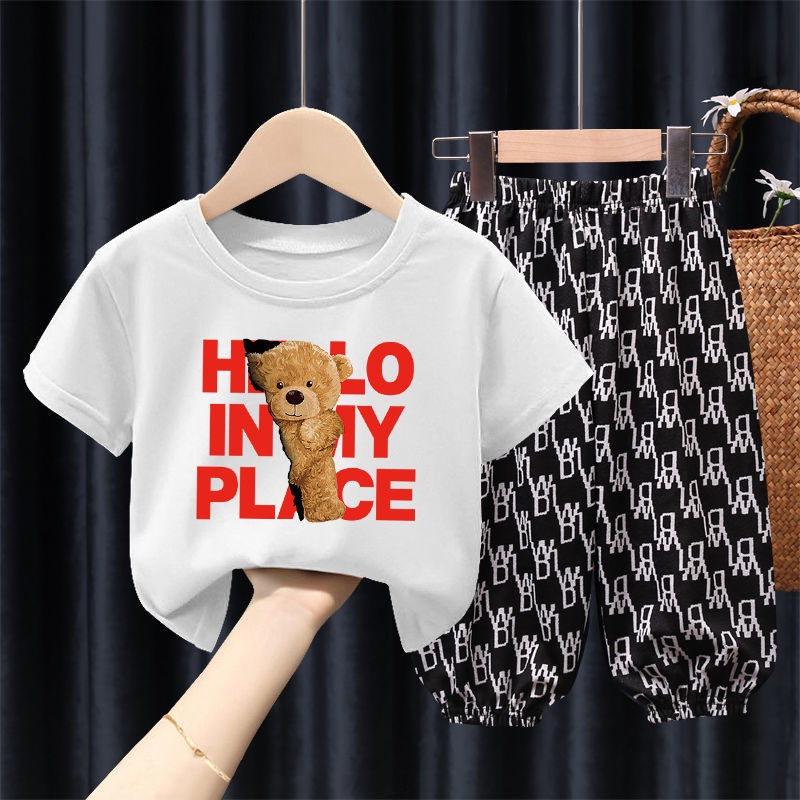 Set áo thun tay ngắn và quần dài thời trang cho bé 1-7 tuổi