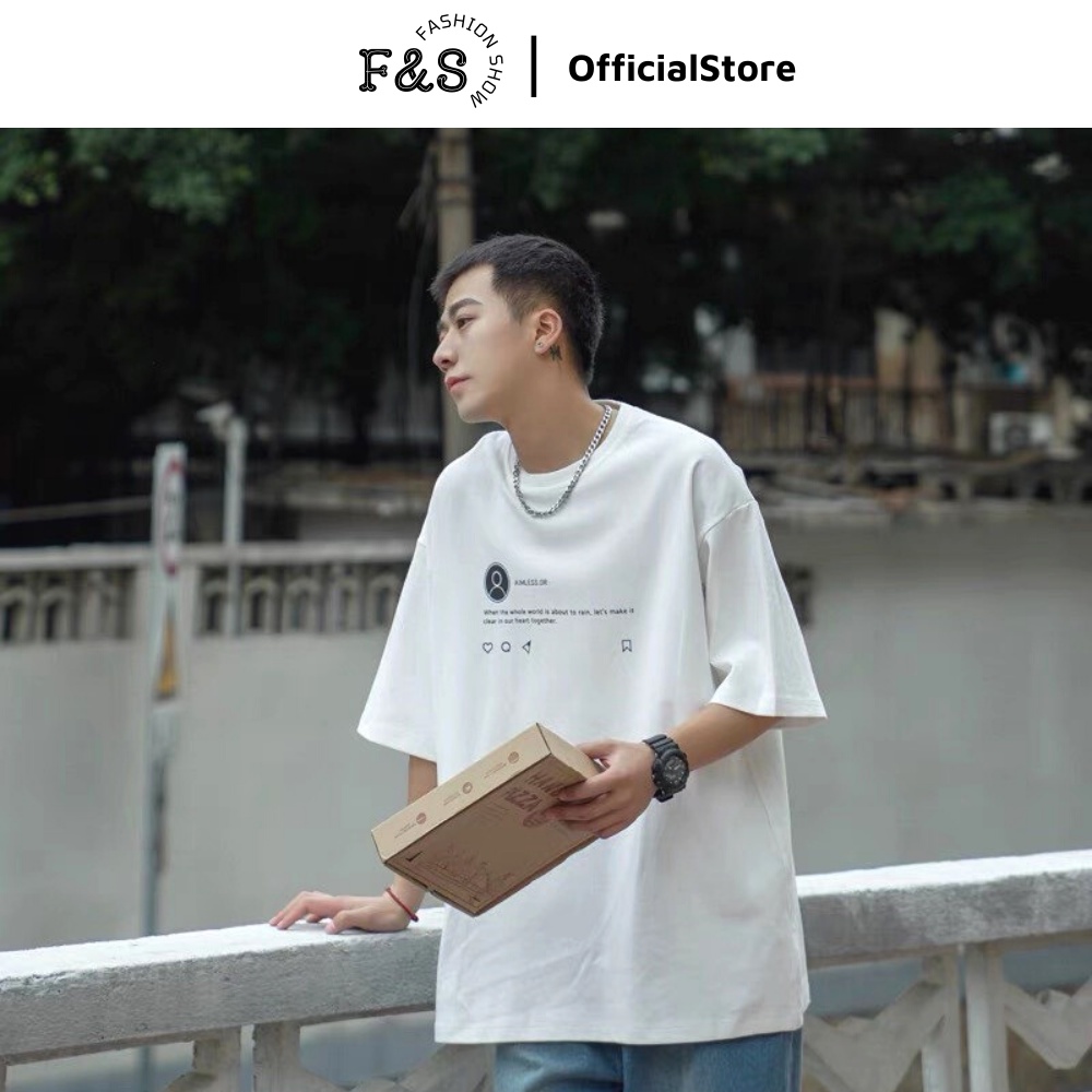 Áo thun tay lỡ unisex SADTAGRAM TEE - Áo phông F&amp;S nam nữ form rộng cho cặp đôi vải dày dặn, thoáng mát