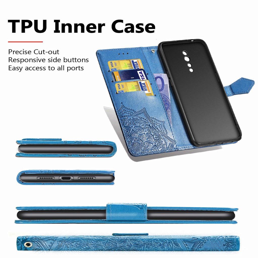 Bao da PU nắp lật dạng ví đựng thẻ và giá đỡ chuyên dụng cho OPPO Reno A Z Realme 6 C3 5 Pro Q | BigBuy360 - bigbuy360.vn