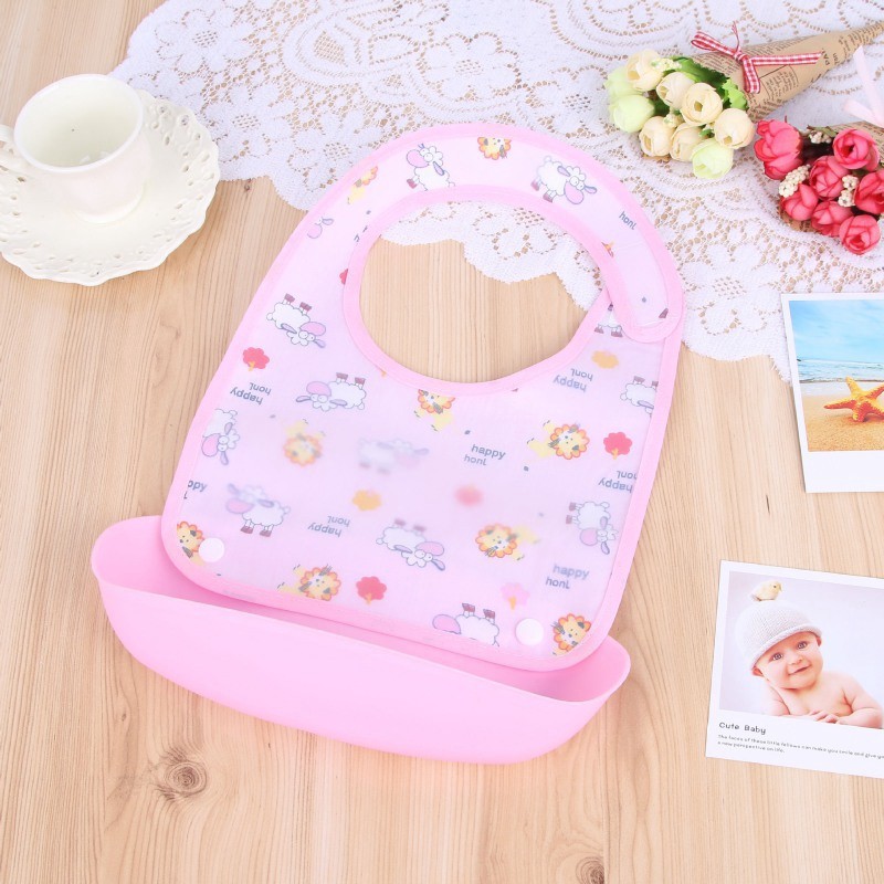 Yếm Ăn Silicon Chống Thấm Nước Hoạ Tiết Hoạt Hình Cho Bé