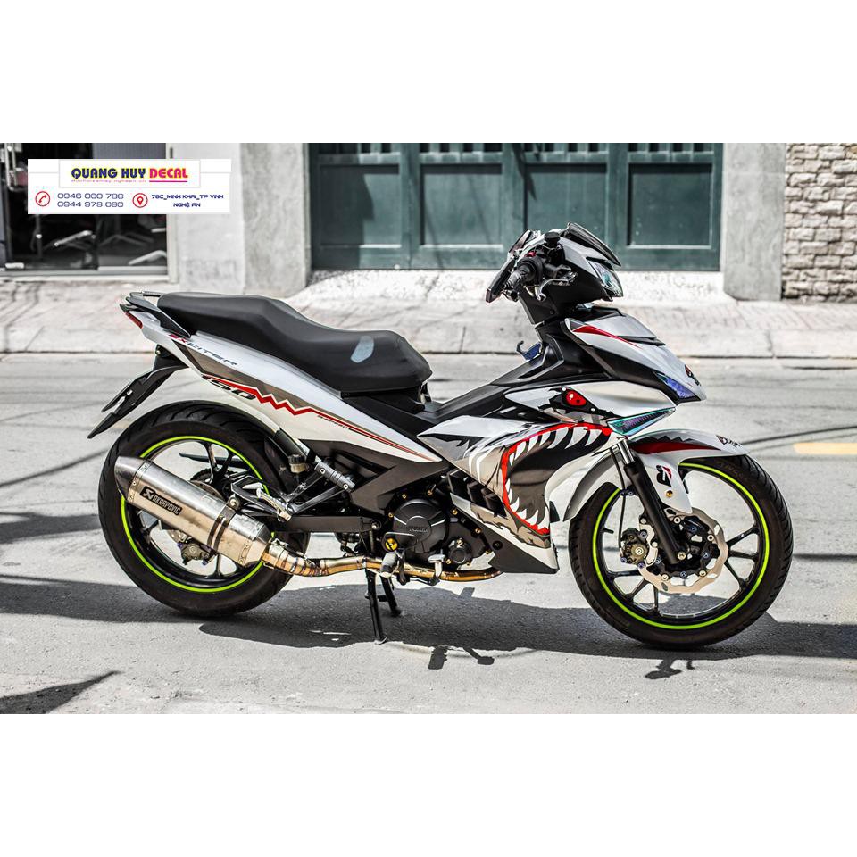 Tem trùm exciter 150 cá mập trắng đen shark, độ team decal xe ex dán đời 2015-2020