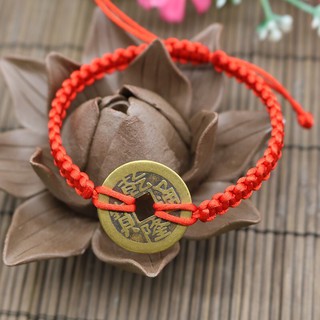 Vòng tay tết đồng xu may mắn- dây chỉ đỏ tết đồng xu tài lộc