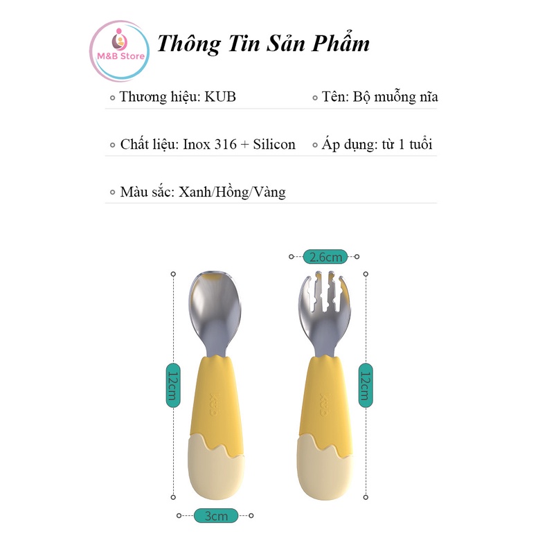 Bộ Muỗng Nĩa Ăn Dặm Inox 316 - KUB