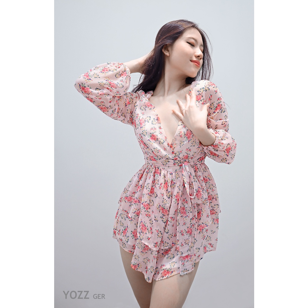JUMP ĐỒ BAY TAY DÀI VOAN HOA HỒNG GIẢ VÁY SEXY - SPRING WINGS