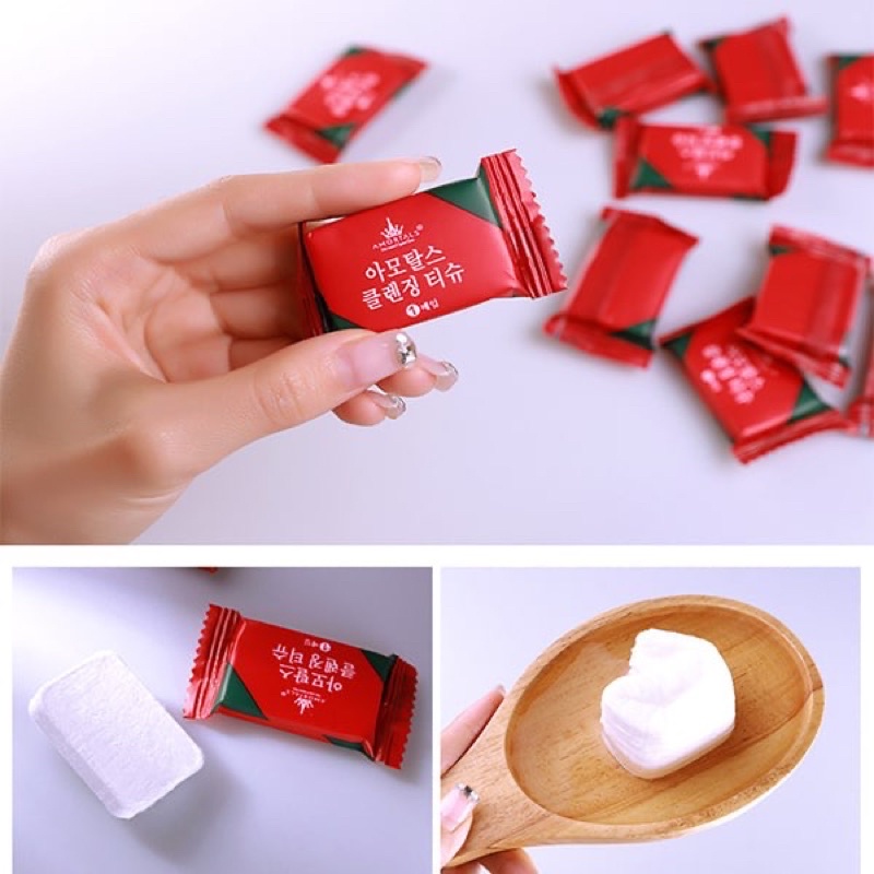 Túi 20 khăn giấy nén dạng viên kẹo đa năng xuất xứ Nhật Bản
