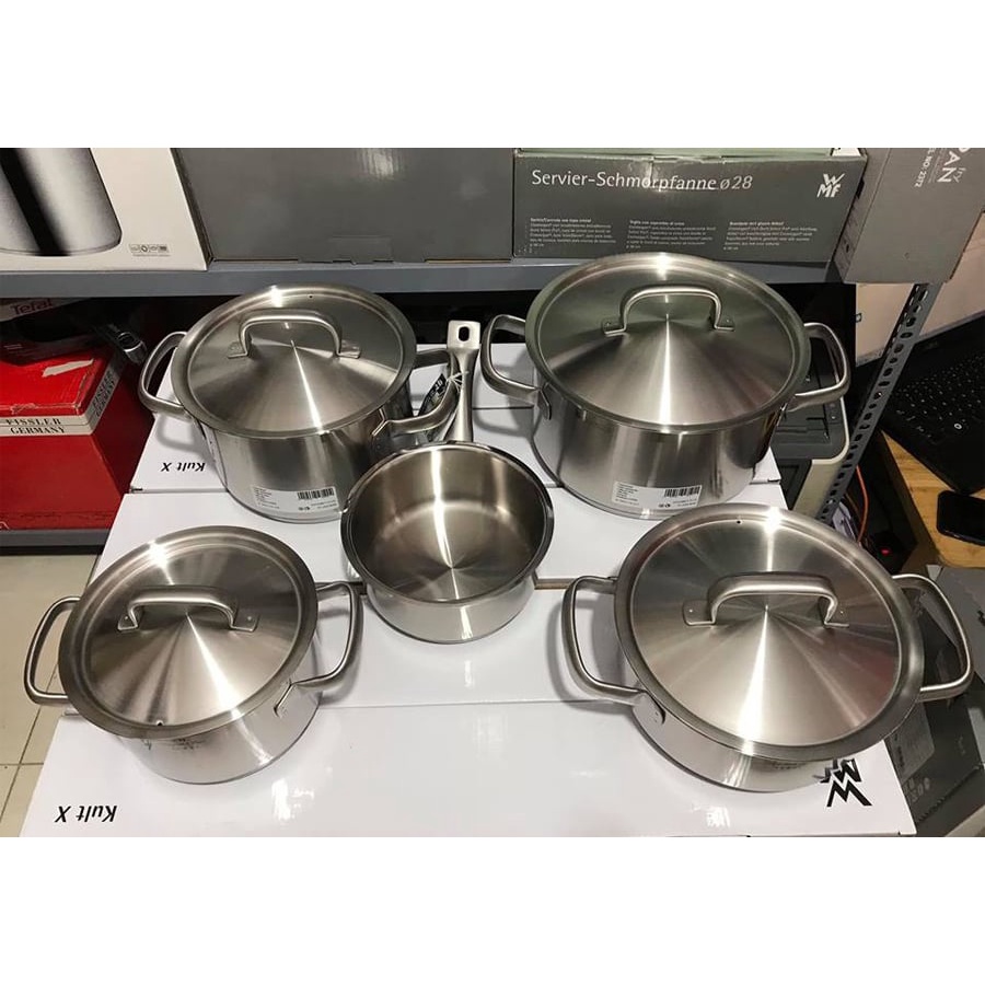 Bộ nồi WMF Gourmet Plus 5 món gồm 4 nồi 1 quánh, chất liệu thép không gỉ cao cấp [Made in Germany]