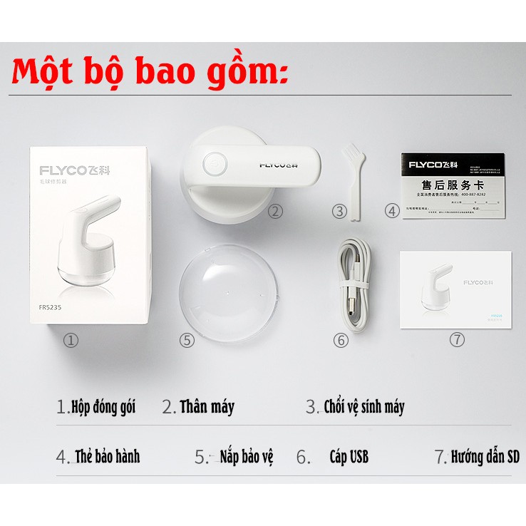 Máy cắt xén lông xù quần áo, cắt len Flyco, sạc điện hoặc cắm trực tiếp tiện lợi