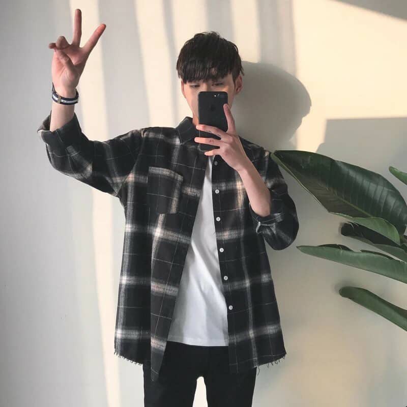 Áo sơ mi FLANNEL kẻ caro Unisex phong cách streetswear