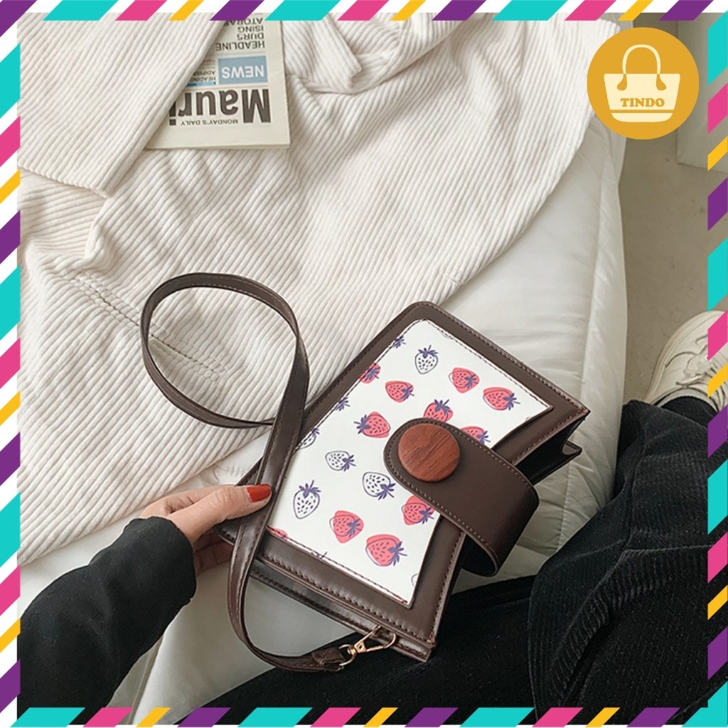 [SALE GIÁ GỐC] Túi xách nữ mini đẹp họa tiết hình dâu tây và hình mèo đáng yêu phong cách dạo phố [2954] | BigBuy360 - bigbuy360.vn