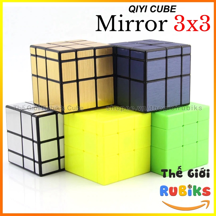 Rubik Gương Mirror 3x3 QiYi Cube Sticker Xanh Than - Rubic Biến Thể 3x3x3.