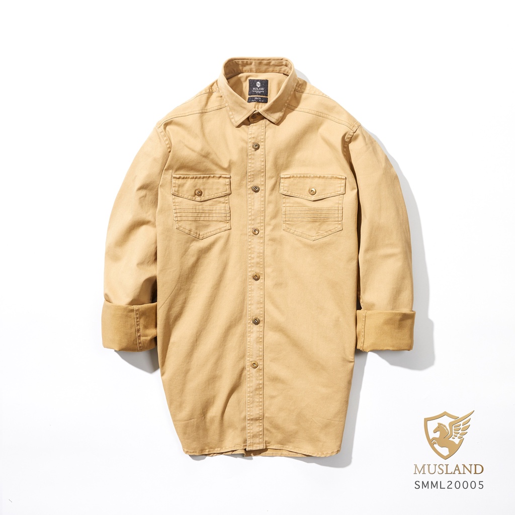 Áo Sơ Mi Nam Dài tay, áo bụi, áo phượt Denim Premium chính hãng MUSLAND VNXK Hàn Quốc (SMML20005) Cá Tính, Trẻ Trung. | BigBuy360 - bigbuy360.vn