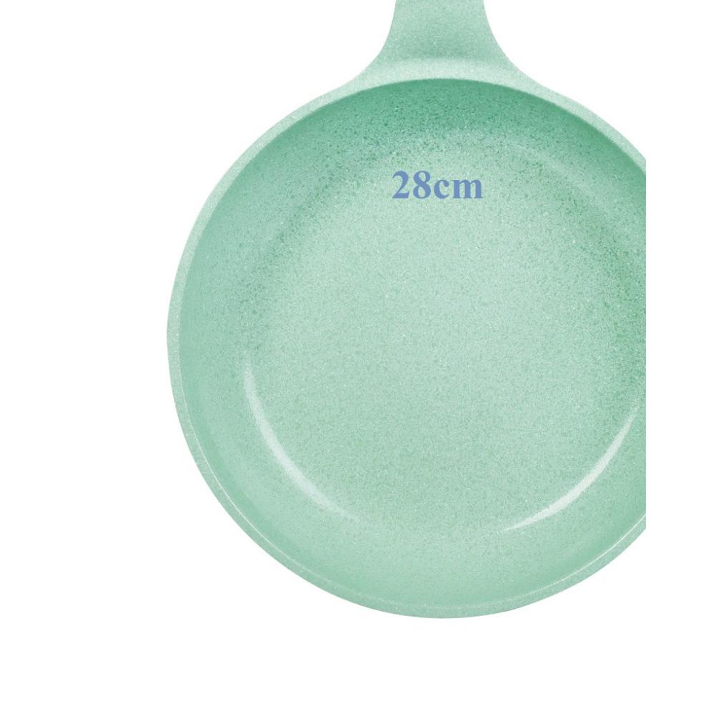 CHẢO ĐÚC MEN ĐÃ xanh ngọc greencook 20/24/26/28cm (ĐÁY TỪ)