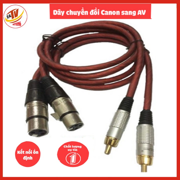 BỘ 2 dây canon sang av bông sen loại 1 mét hàng tốt dùng chuyển đồi từ vang cơ vang số tín hiệu tốt