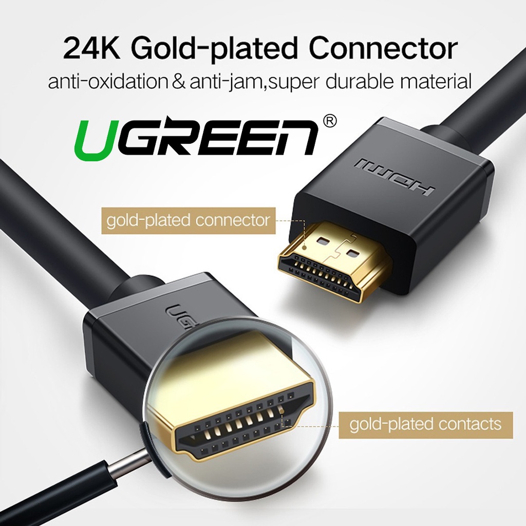 Dây HDMI UGREEN HD104 hỗ trợ 3D 10110 10179 10111 10112 Chính Hãng Thuần đồng
