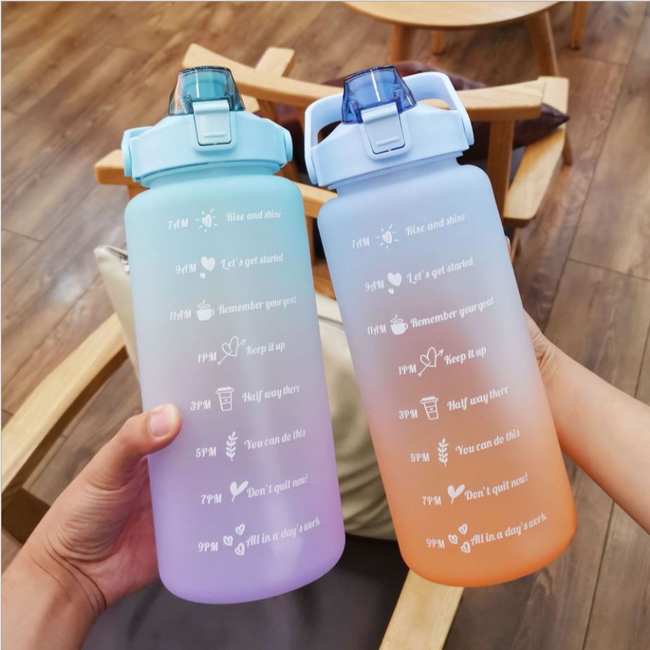 Bình nước 2 lít chia vạch fashion86_store bình đựng nước uống nóng lạnh 1l 2l có ống hút tập gym thể thao đi học cute