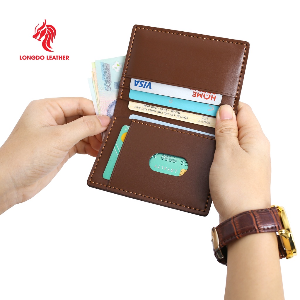 Ví da đứng nam cao cấp - Cam kết 100% da bò thật - Bảo hành 5 năm - Thương hiệu uy tín Longdo Leather - BD04