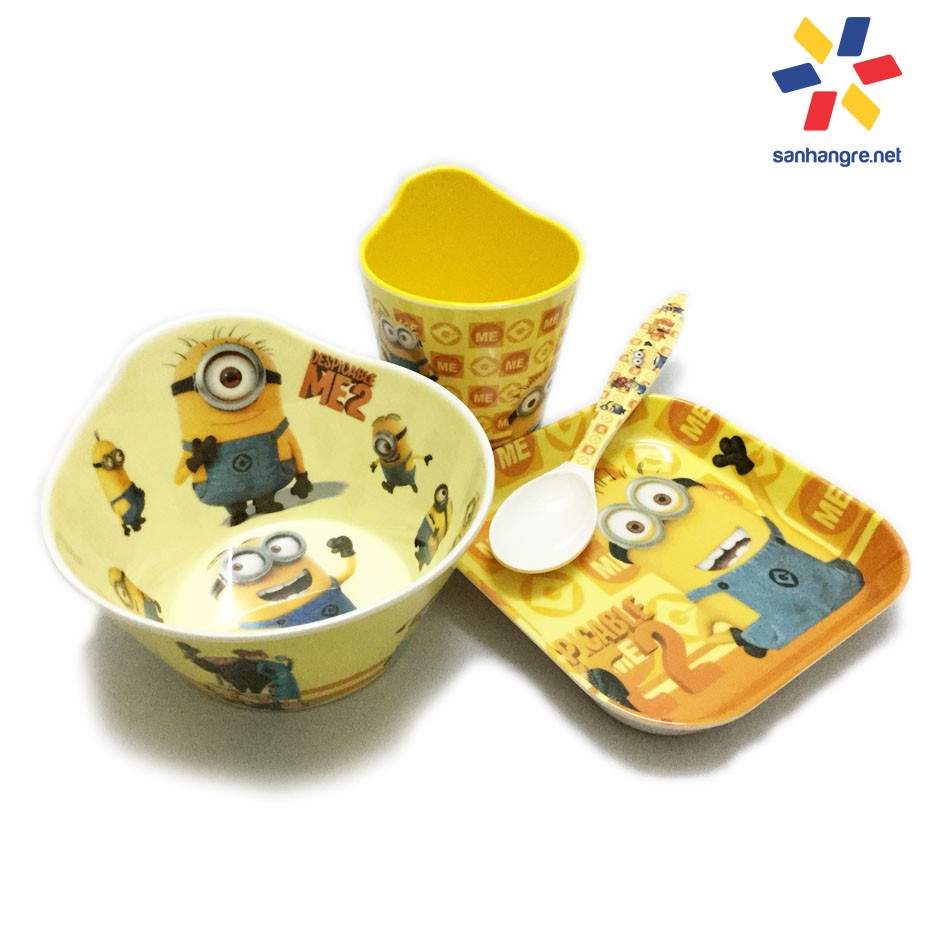 Bộ đồ dùng ăn hình Hello Kitty, Doraemon, Stick, Minions cho bé hàng xuất Nhật (giao ngẫu nhiên)