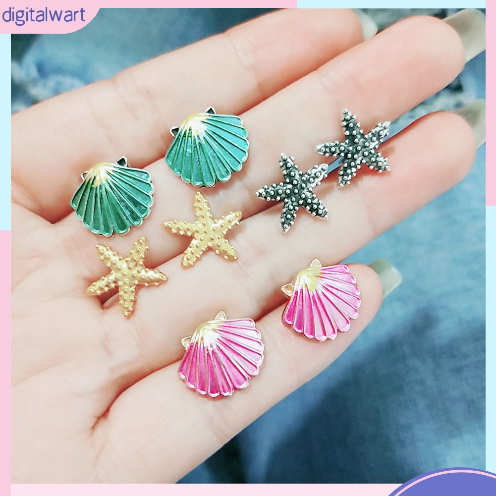 Set 4 Đôi Khuyên Tai Hình Vỏ Sò / Sao Biển Xinh Xắn Dành Cho Nữ