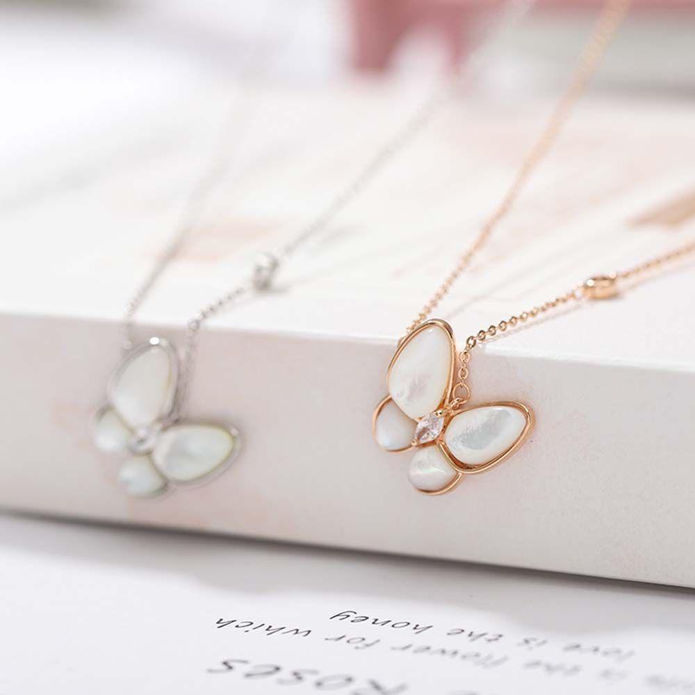 AROMA Vòng cổ Hình Bướm Vỏ Sò Trắng Phong Cách Hàn Quốc Cổ Điển Thời Trang