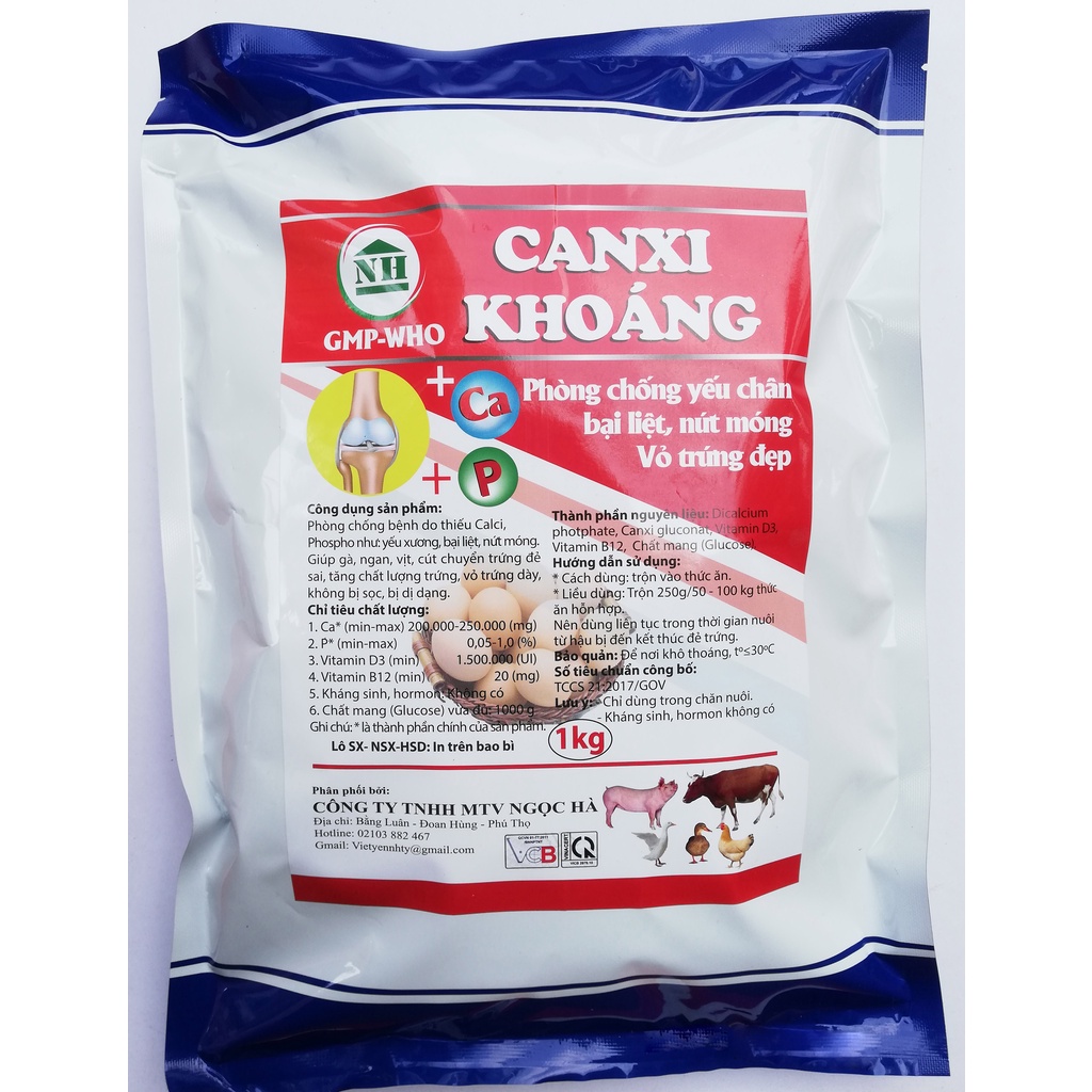 1 gói CALCI - KHÁNG VI LƯỢNG 200g BỔ SUNG KHOÁNG CHO GIA SÚC, GIA CẦM, GÀ CHỌI, GÀ ĐÁ, CHIM CẢNH PHÒNG NGỪA BẠI LIỆT