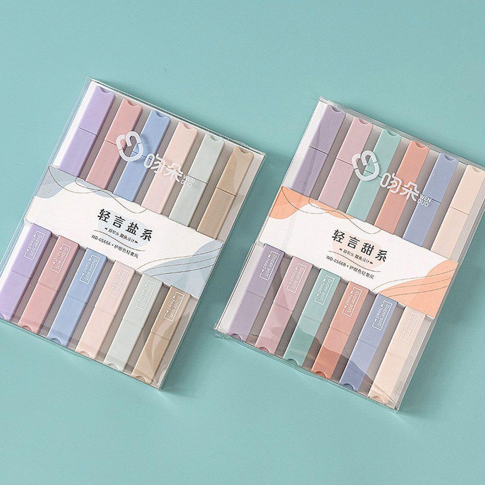 [LET] Stationery Pens Midline Pastel Markers Highlighter New Candy Color Kawaii Manga Double Tip