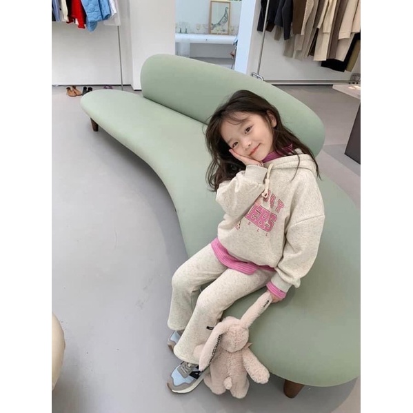 Set nỉ quần ống loe bé gái
