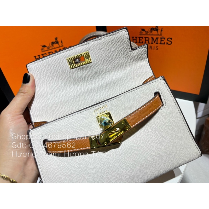 TÚI KELLY MINI TAG VÀNG 1 DÂY HÀNG ĐẸP TẶNG KHĂN KHÔNG HỘP